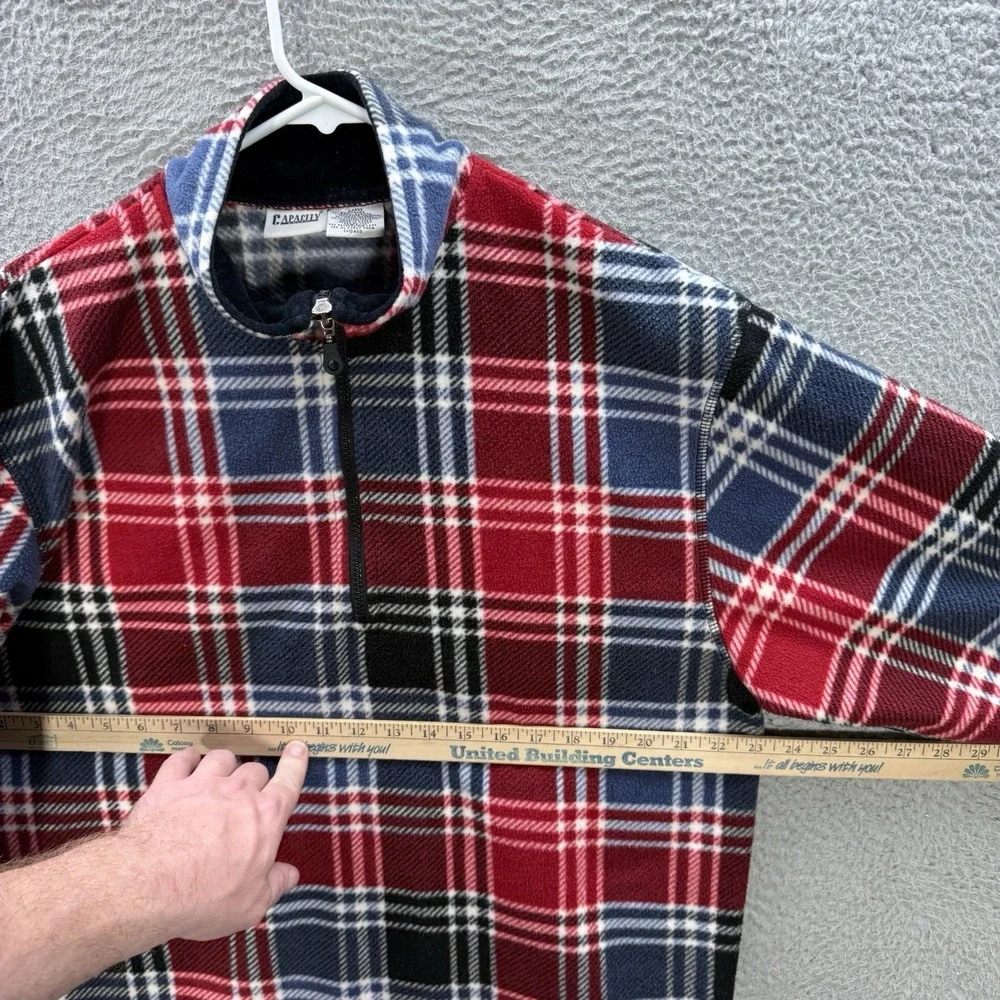 Vintage Capacity Knits Sweater Womens Large Multicolor Plaid 1/4 Zip Sweatshirt‎